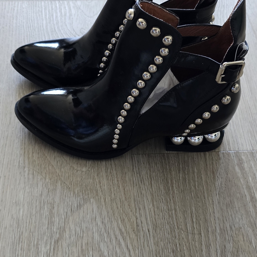 Jeffrey Campbell Black Ankle Boots with Silver Studs